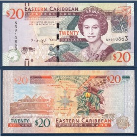 Caraïbes de l'est P.49 neuf Billet de 20 dollars 2008