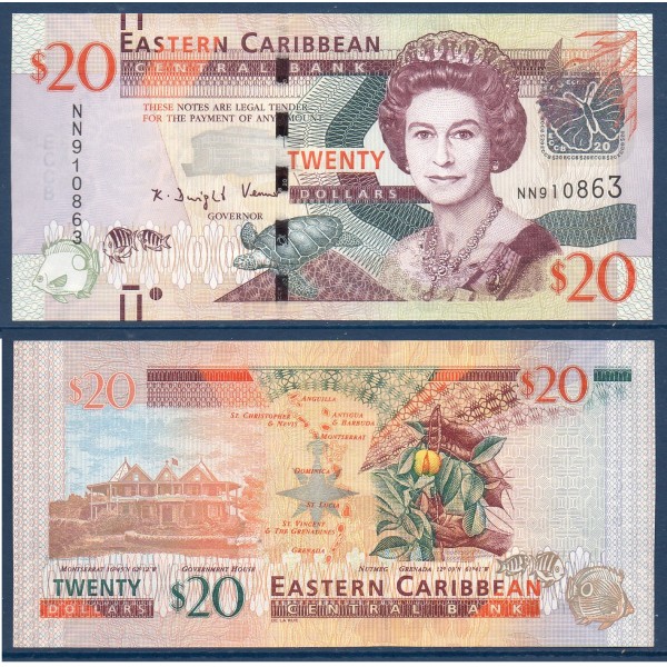Caraïbes de l'est P.49 neuf Billet de 20 dollars 2008