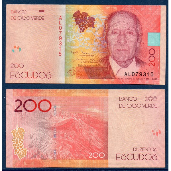 Cap vert P.76, TTB, Billet de 200 escudos 2019 Pic de Fogo