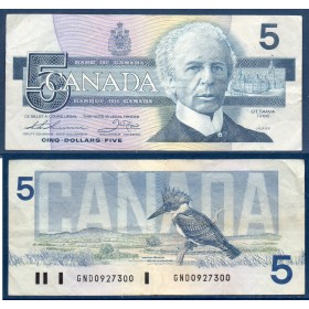Canada P.95b, TTB Billet de 5 dollars 1986 Wilfrid Laurier