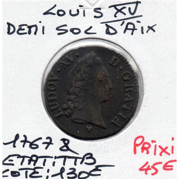 Demi Sol d'Aix a la vieille tête 1767 & Aix TTB Louis XV