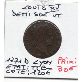 Demi Sol a la vieille tête TTB 1771 D Lyon Louis XV