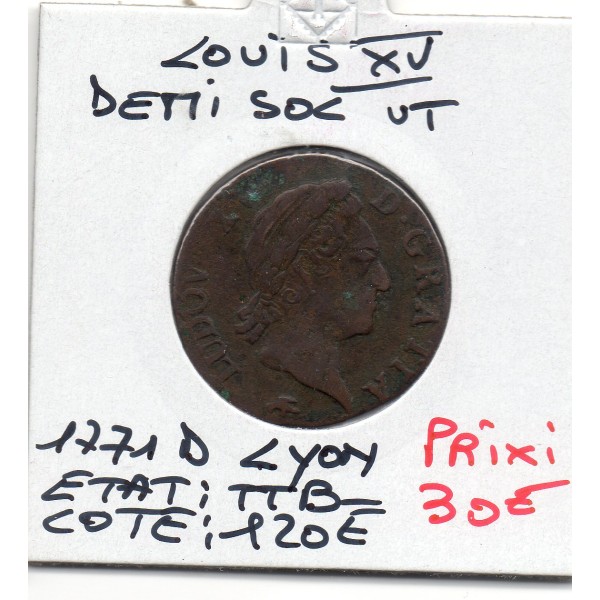 Demi Sol a la vieille tête TTB 1771 D Lyon Louis XV