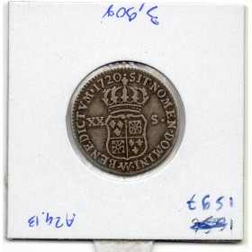 1/6 Ecu ou 20 sols France Navarre 1720 W Lille Louis XV TB