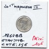 20 centimes Napoléon III tête laurée 1867 BB Strasbourg TTB-