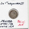 20 centimes Napoléon III tête laurée 1866 BB Strasbourg TB