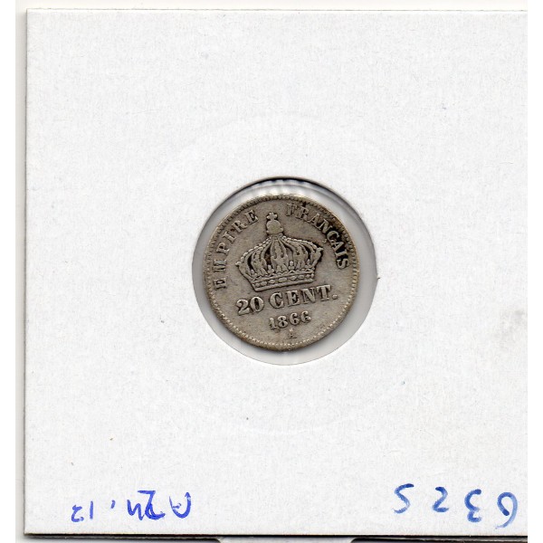 20 centimes Napoléon III tête laurée 1866 A Paris TB