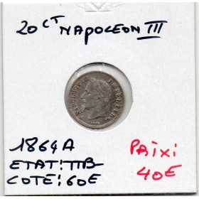 20 centimes Napoléon III tête laurée 1864 A Paris TTB-