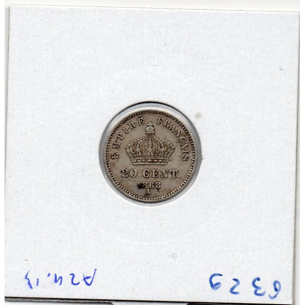 20 centimes Napoléon III tête laurée 1868 A Paris TTB satirisé