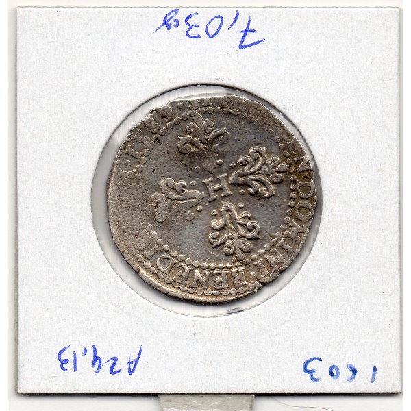 Demi Franc au col plat 1589 B Rouen Henri III TTB+