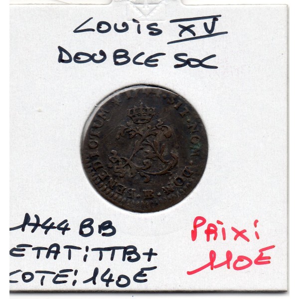 Double Sol 1744 BB Strasbourg Louis XV TTB+ reste de brillant