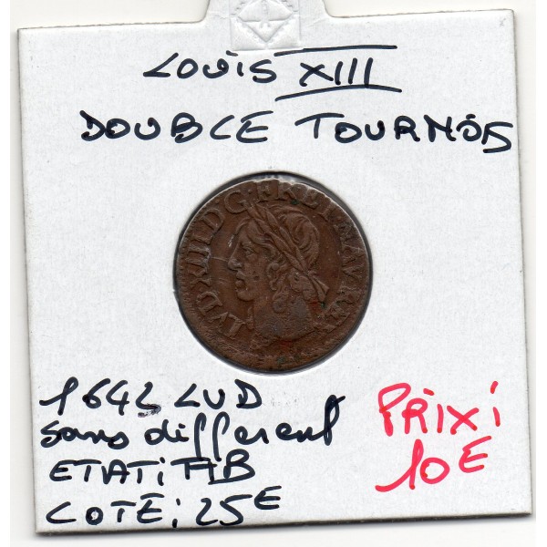 Double Tounois 1643 sans différent LVD TTB Louis XIII