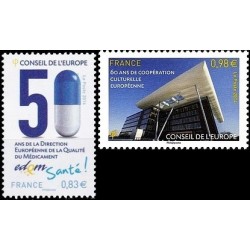 Timbres France Services Yvert 159-160 UNESCO  medicament et l'agora