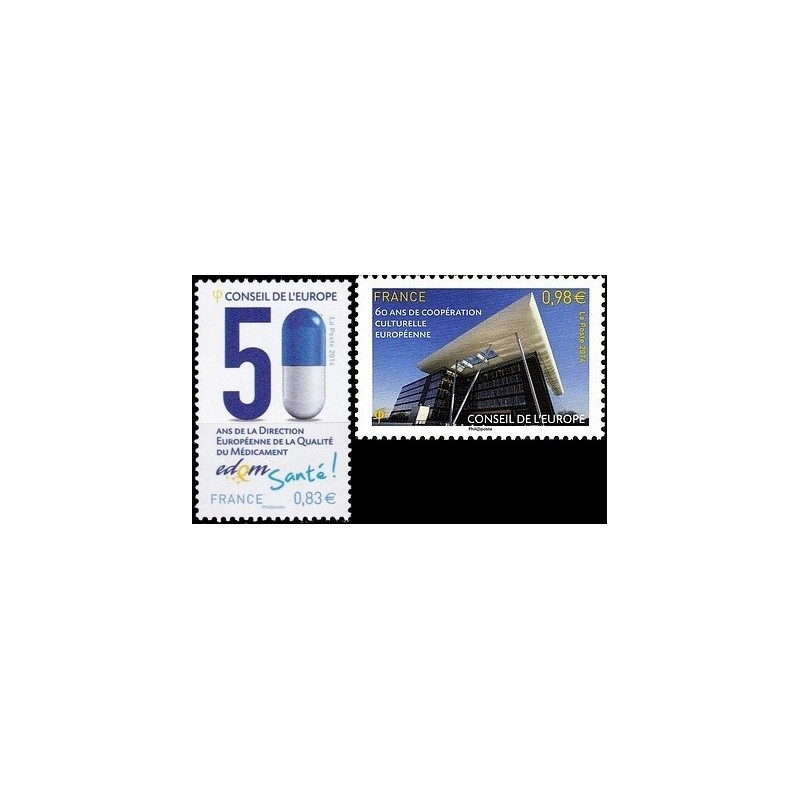 Timbres France Services Yvert 159-160 UNESCO  medicament et l'agora