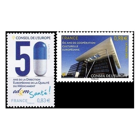 Timbres France Services Yvert 159-160 UNESCO  medicament et l'agora