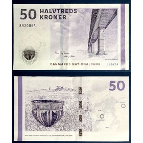 Danemark P.65g, TTB Billet de 50 Kroner 2014 pont Sallingsund