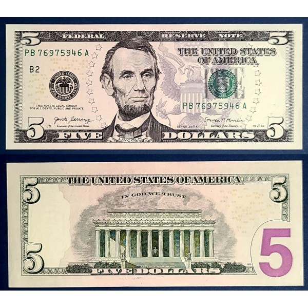 Etats Unis P.545A New york, TTB Billet de 5 Dollars 2017A série B