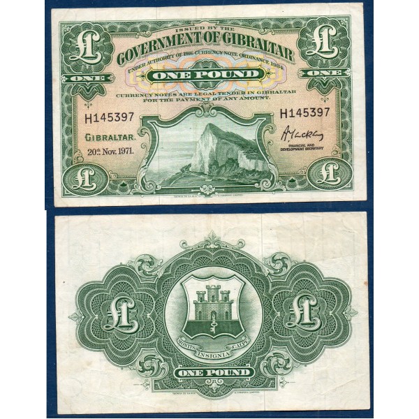 Gibraltar P.18b, TTB Billet de 1 pound 1971 falaise