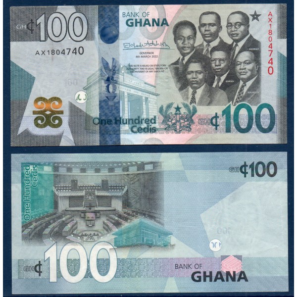 Ghana P.50b, TTB, Billet de 100 Cedis 2022 Parlement