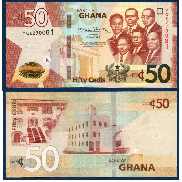 Ghana P.49a, TTB, Billet de 50 Cedis 2019 Fort Osu