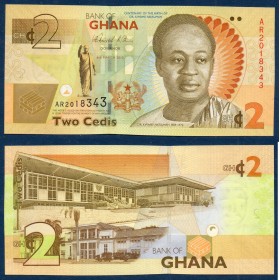 Ghana P.37Aa, neuf Billet de 2 Cedis 2013 Francis Kwame