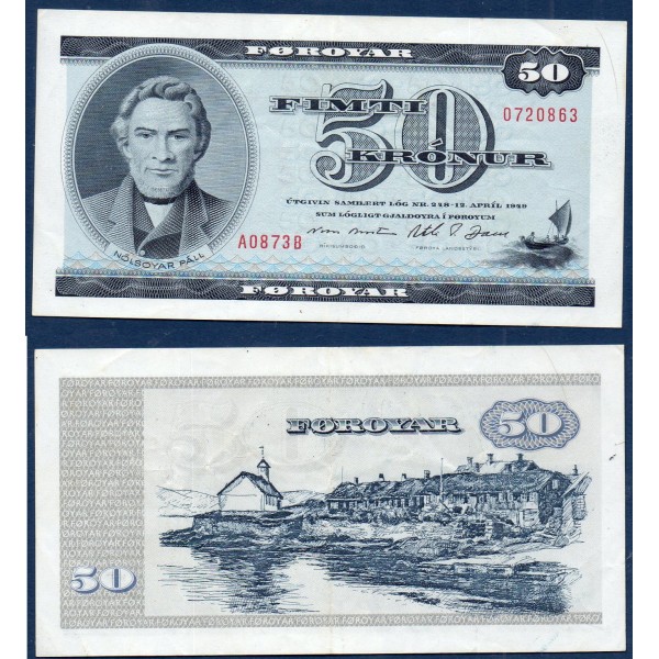 Iles Féroe P.16, TTB Billet de 50 Kronur 1967 loi 1949 Nolsoyar Pall