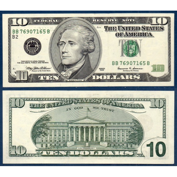 Etats Unis P.506 Sup New York Billet de 10 Dollars 1999 série B