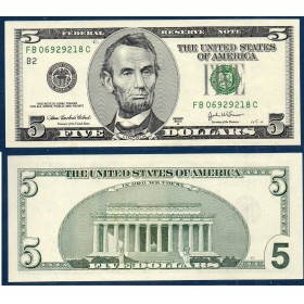 Etats Unis P.517b New york, Sup Billet de 5 Dollars 2003A série B