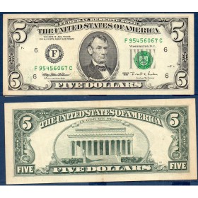Etats Unis P.498 Atlanta, TTB Billet de 5 Dollars 1995 série F