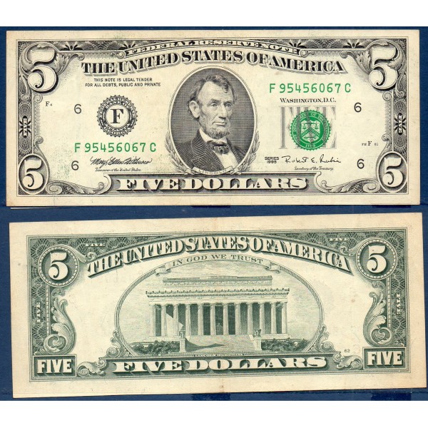 Etats Unis P.498 Atlanta, TTB Billet de 5 Dollars 1995 série F