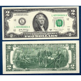 Etats Unis P.545 San Francisco, Neuf Billet de 2 Dollars 2017 série L