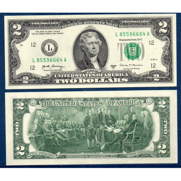 Etats Unis P.545 San Francisco, Neuf Billet de 2 Dollars 2017 série L