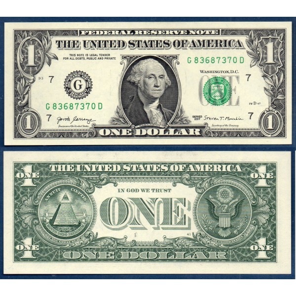 Etats Unis P.544a Chicago, Neuf Billet de 1 Dollar 2017 série G