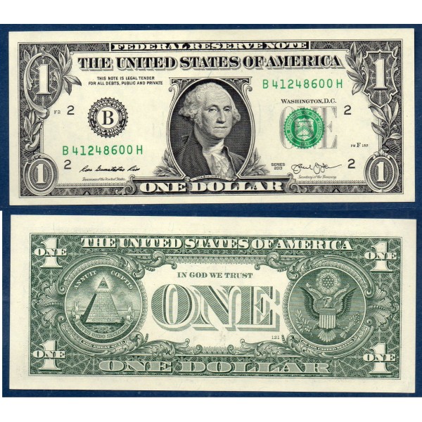 Etats Unis P.537 New York, Neuf Billet de 1 Dollar 2013 série B