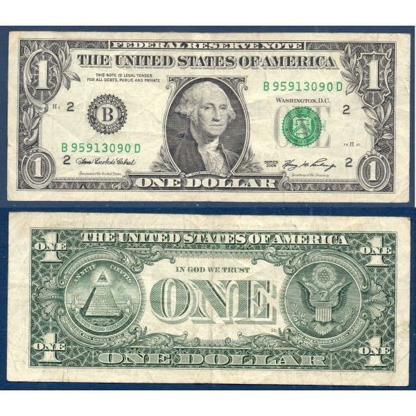 Etats Unis P.523a New York, TB Billet de 1 Dollar 2006 série B