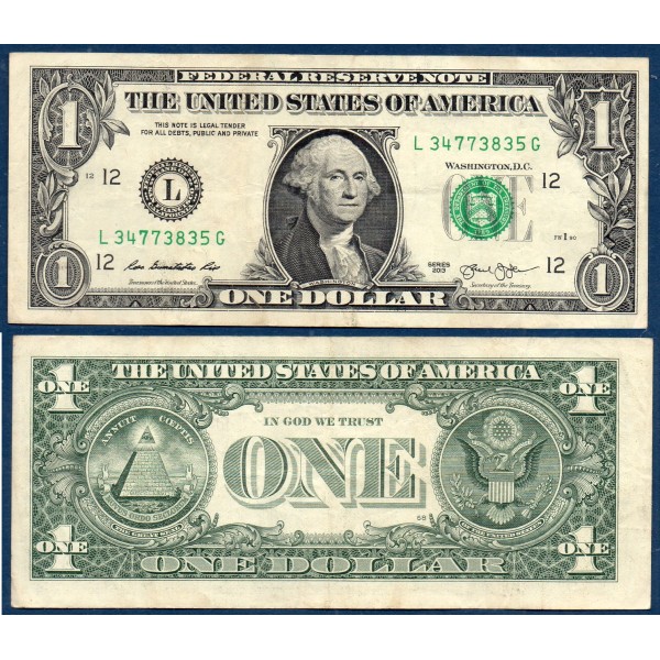 Etats Unis P.537 San Francisco, TB Billet de 1 Dollar 2013 série L