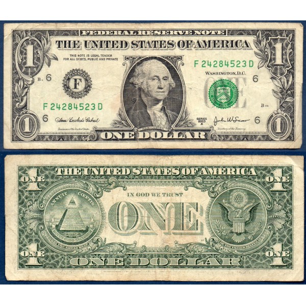 Etats Unis P.515b Atlanta, TB Billet de 1 Dollar 2003A série F