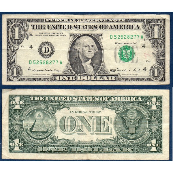 Etats Unis P.480a Cleveland, TB Billet de 1 Dollar 1988 série D