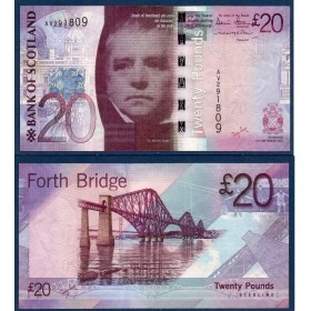 Ecosse P.126a, TTB Billet de 20 pounds 2007 Walter Scott