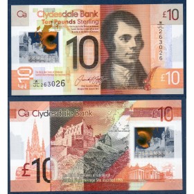 Ecosse P.229Q, Neuf Billet de 10 pounds 2017 Robert Burns