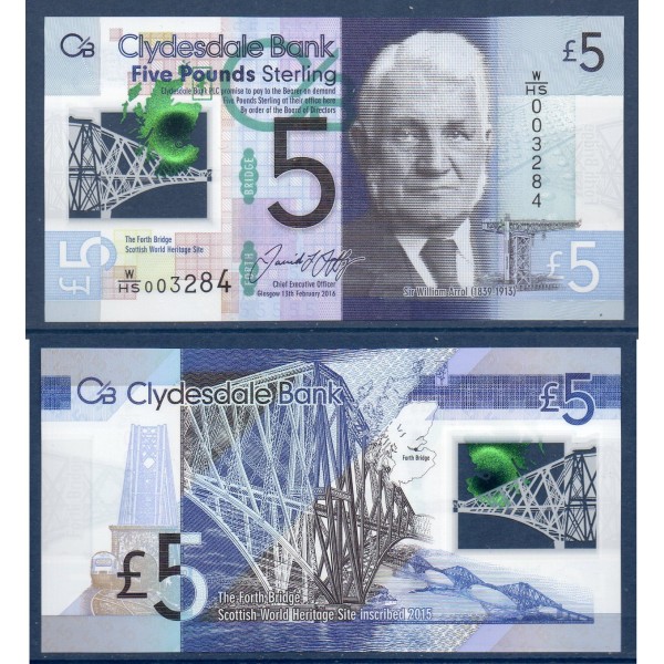 Ecosse P.229Oa, Neuf Billet de 5 pounds 2065 Forth Bridge