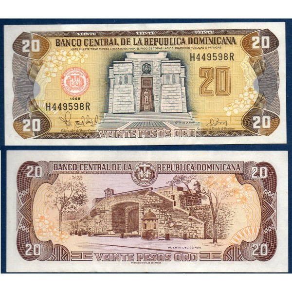 Republique Dominicaine P.154b, TTB Billet de 10 Pesos oro 1998 Autel Fatherland