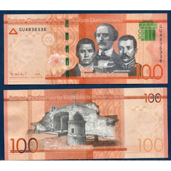 Republique Dominicaine P.190i, Neuf, Billet de 100 Pesos 2024