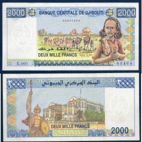 Djibouti P.43, TTB, Billet de 2000 Francs 2008 Caravanne chameaux