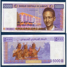 Djibouti P.44, TTB, Billet de 5000 Francs 2002 Harbi Danseuses