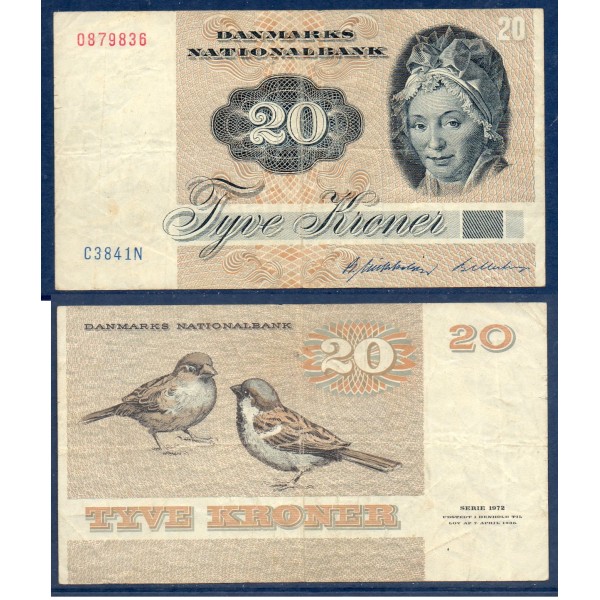 Danemark P.49a, TB Billet de 20 Kroner 1979 Pauline Maria Tutein