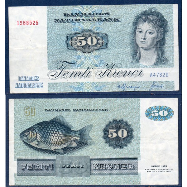 Danemark P.50c, TTB Billet de 50 Kroner 1978 Engelke Charlotte Ryberg