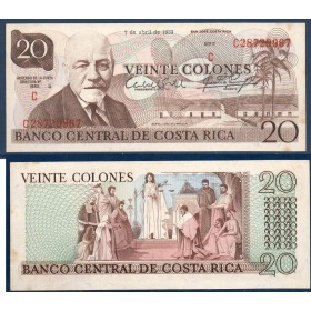 Costa Rica P.252a, Spl Billet de 20 colones 1983 Cleto Gonzalez Viquez