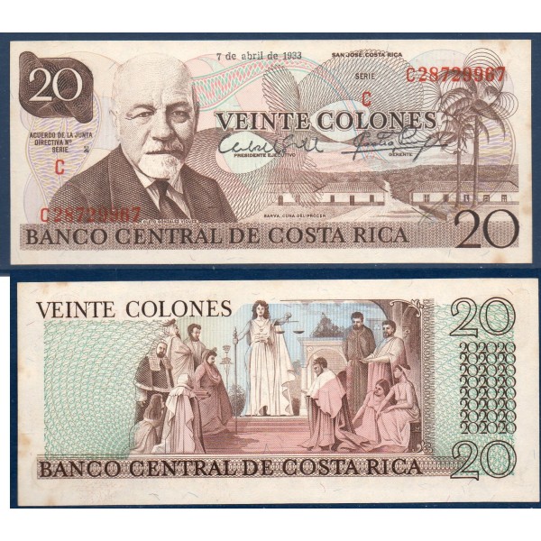 Costa Rica P.252a, Spl Billet de 20 colones 1983 Cleto Gonzalez Viquez