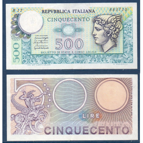 Italie P.95, TTB Billet de 500 Lire 1976 Mercure
